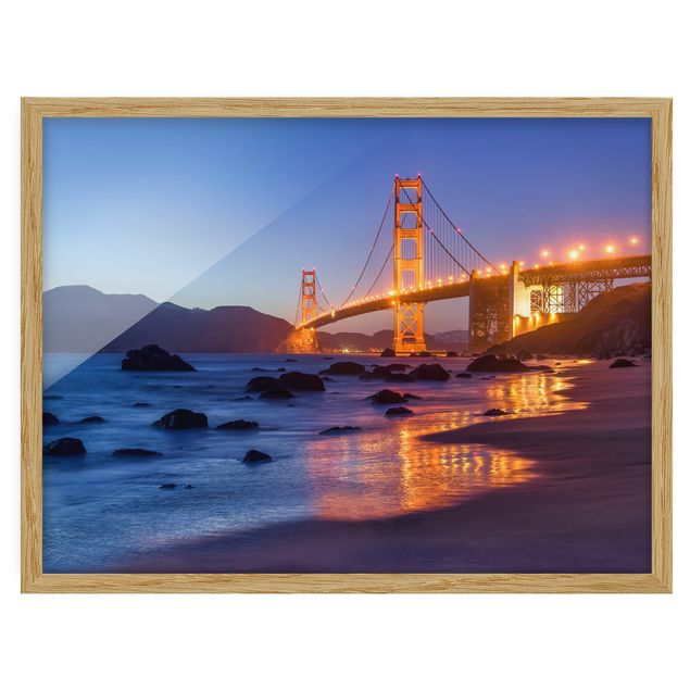 Quadri arancioni Ponte del Golden Gate al tramonto