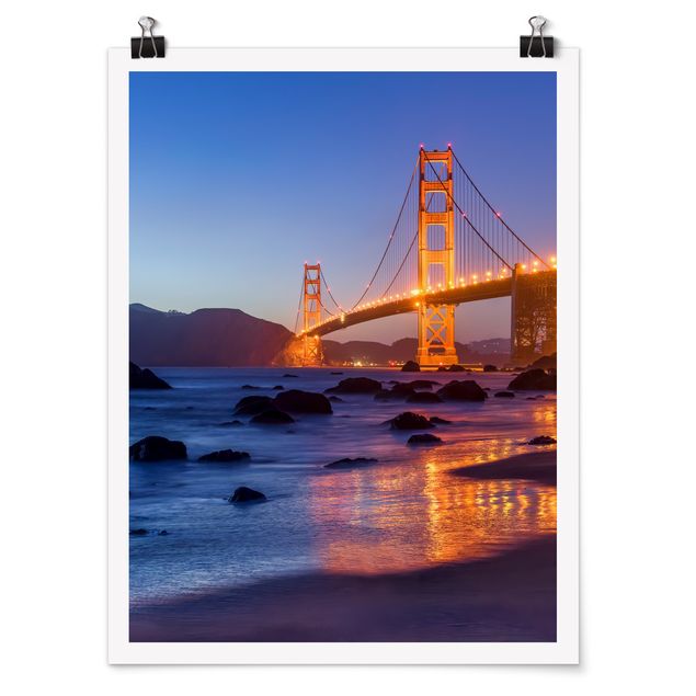 Quadro arancione Ponte del Golden Gate al tramonto