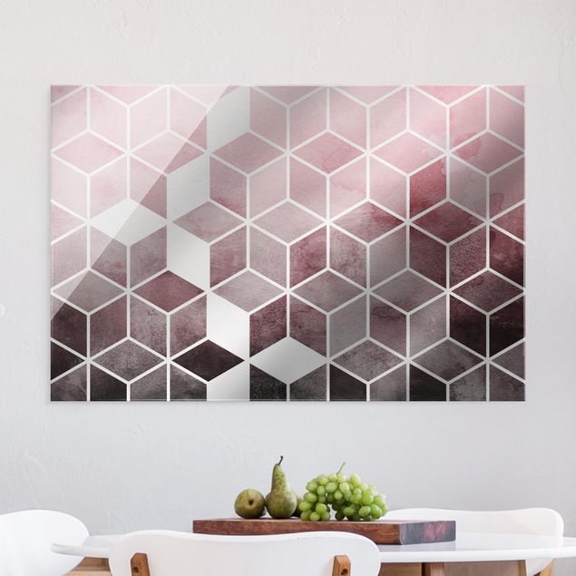Quadri 3d Geometria dorata rosa-grigio