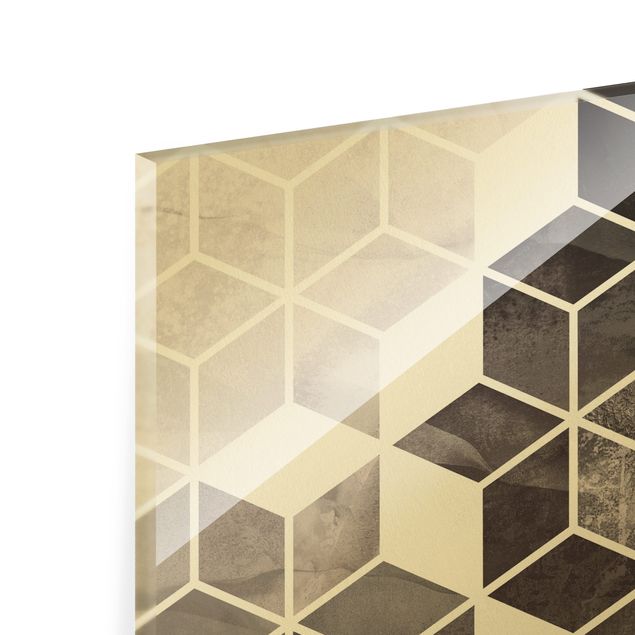 Magnettafel Glas Geometria dorata in bianco e nero