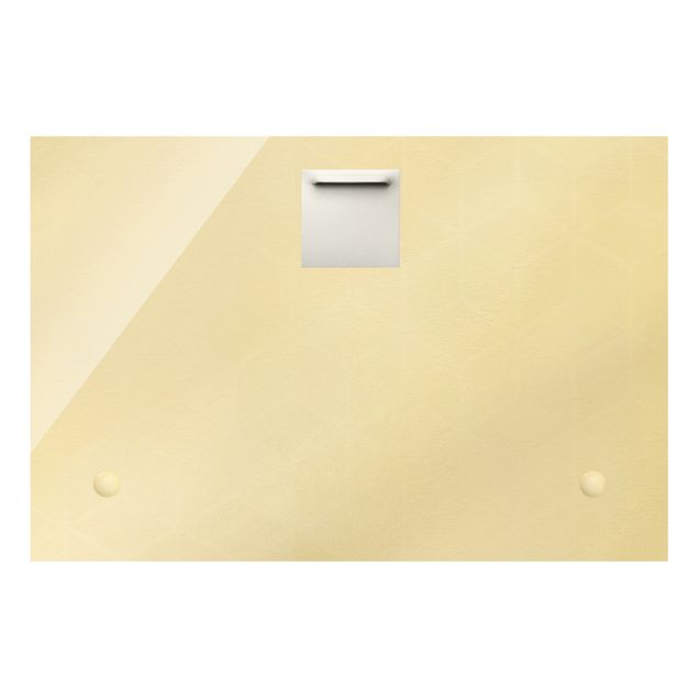 Quadro in vetro - Bianco e oro Geometria Nero - Orizzontale 2:3