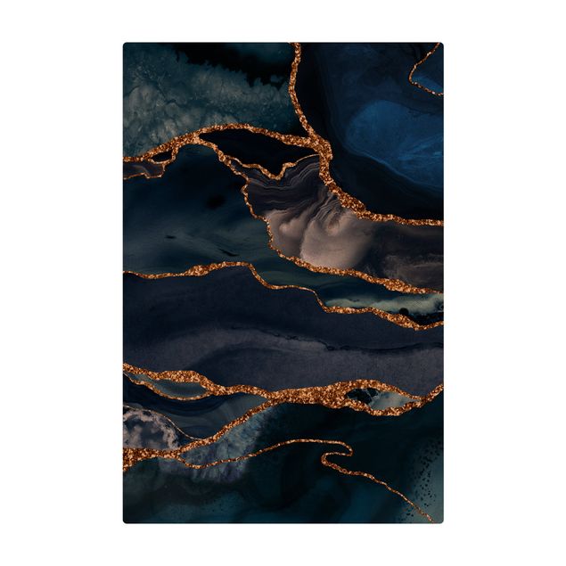 Tappetino di sughero - Onde di brillantini dorati su sfondo blu - Formato verticale 2:3