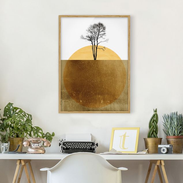 Quadri moderni   Sole d'oro con albero