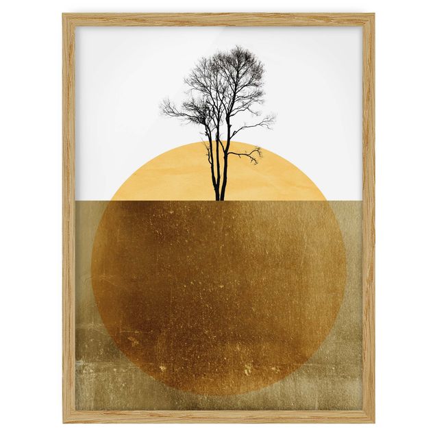 Riproduzione quadri famosi Sole d'oro con albero
