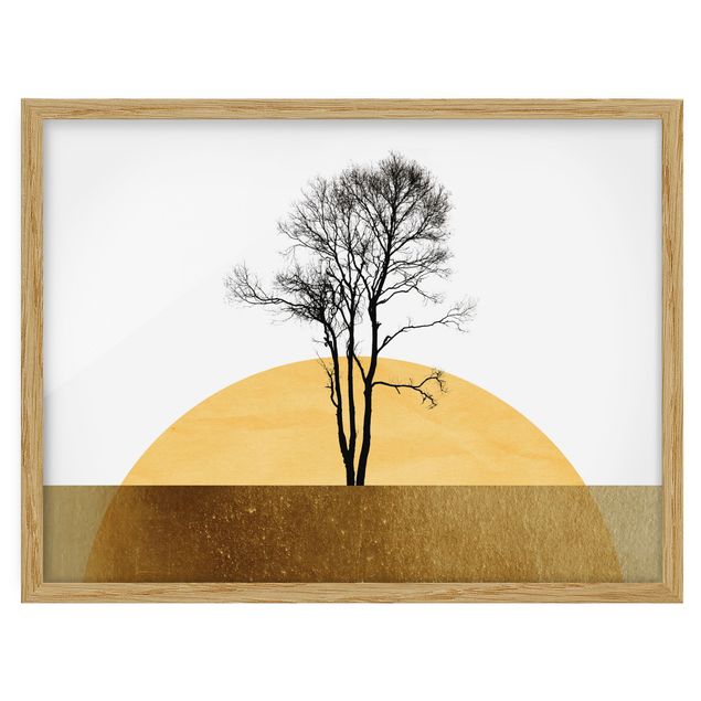Riproduzione quadri famosi Sole d'oro con albero