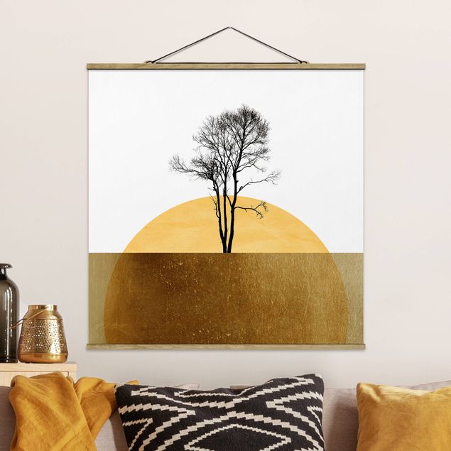 Quadri paesaggistici Sole d'oro con albero