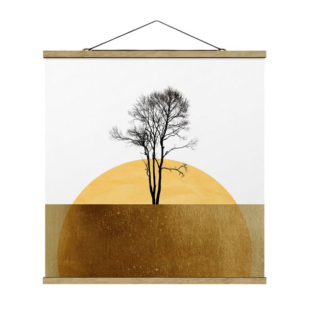 Quadri sulla natura Sole d'oro con albero