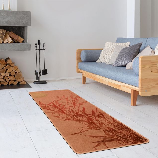 tappeto design moderno Bambù rosa sole dorato