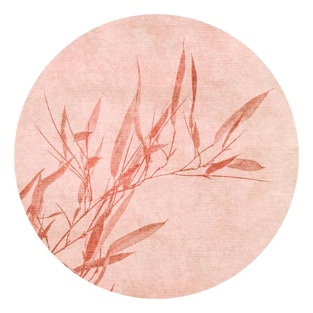 Carta da parati paesaggio Bambù rosa sole dorato