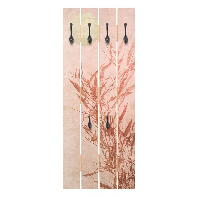 Appendiabiti pannello rosa Bambù rosa sole dorato