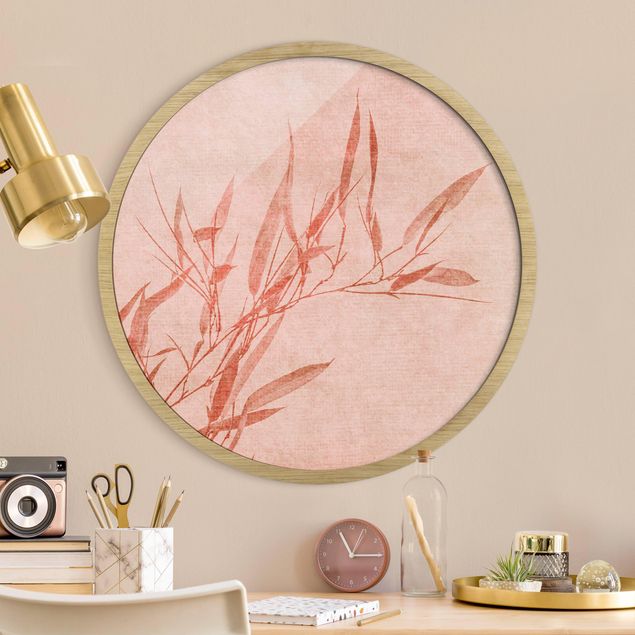 Quadro bamboo Bambù rosa sole dorato