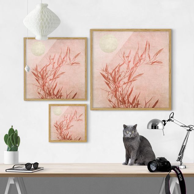 Riproduzioni quadri Bambù rosa sole dorato