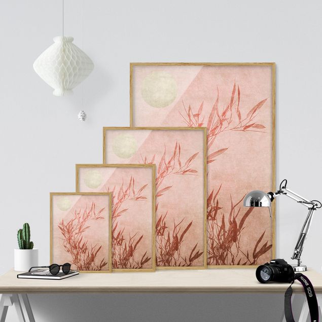 Riproduzioni quadri Bambù rosa sole dorato
