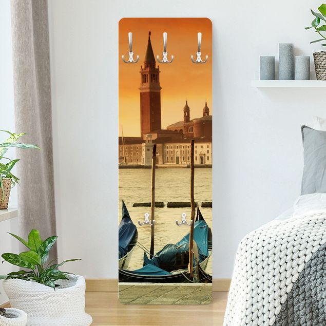 Appendiabiti pannello con architettura e skylines Gondole a Venezia