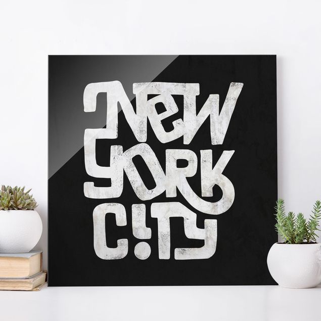 Quadri in vetro New York Graffiti Art Calligrafia New York City Nero