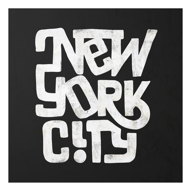 Quadri in vetro con frasi Graffiti Art Calligrafia New York City Nero