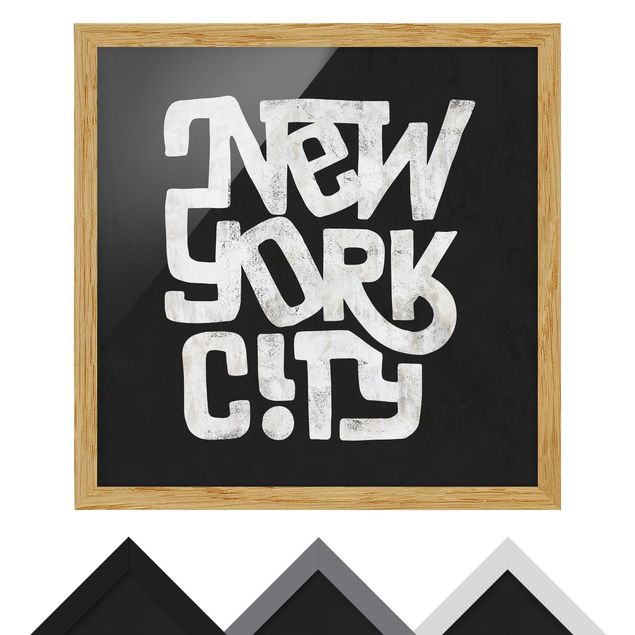 Quadri con cornice Graffiti Art Calligrafia New York City Nero