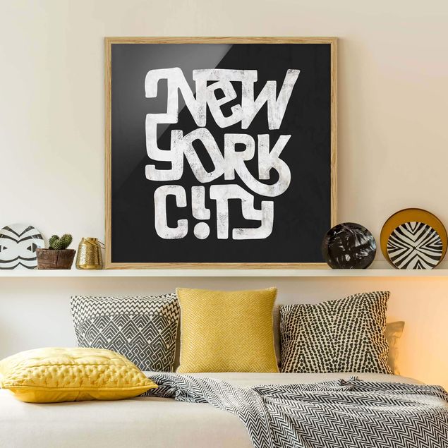 Quadri con cornice in bianco e nero Graffiti Art Calligrafia New York City Nero