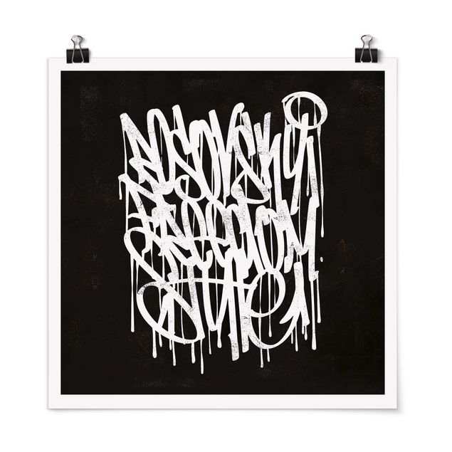 Poster in bianco e nero Graffiti Art Freedom Style