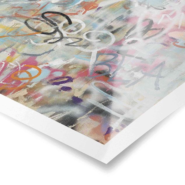 Poster riproduzione - Graffiti Love in pastello