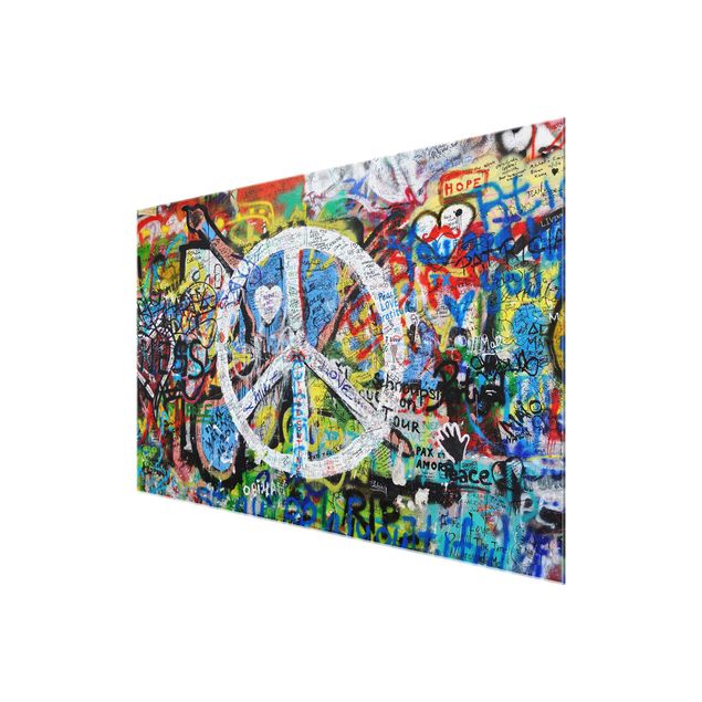 Glas Magnetboard Graffiti Wall Peace Sign
