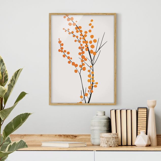 Quadri con cornice con fiori Mondo vegetale grafico - Bacche arancioni