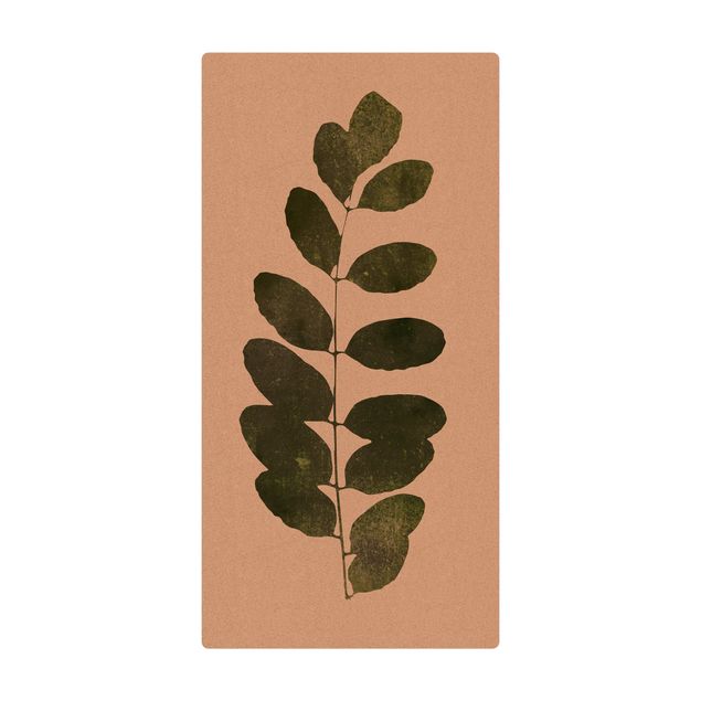 Tappetino di sughero - Mondo vegetale grafico - Verde scuro - Formato verticale 1:2