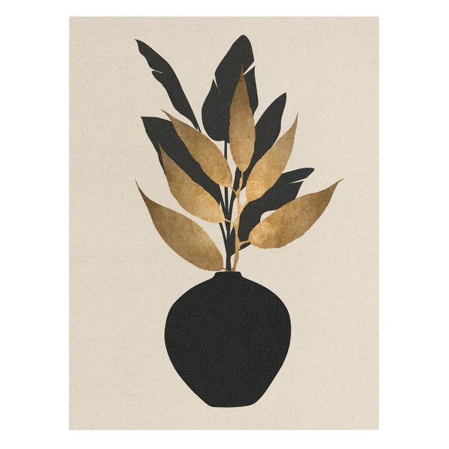 Quadri Kubistika Mondo grafico delle piante - Oro e nero