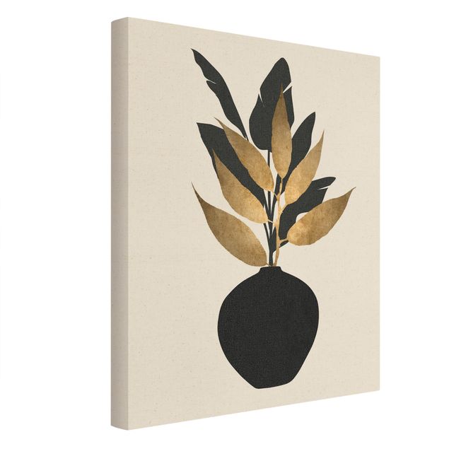Stampe Mondo grafico delle piante - Oro e nero