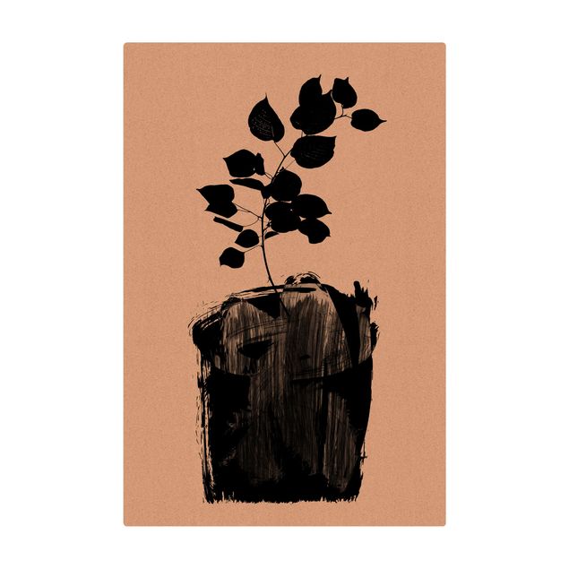 Tappetino di sughero - Mondo vegetale grafico - Foglie nere - Formato verticale 2:3