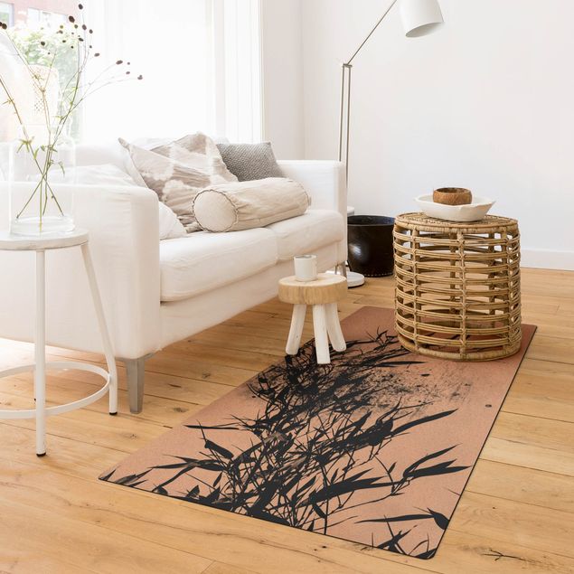 tappeto design moderno Mondo vegetale grafico - Bambù nero