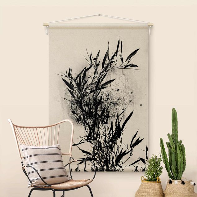 Arazzi da parete moderni Mondo vegetale grafico - Bambú nero