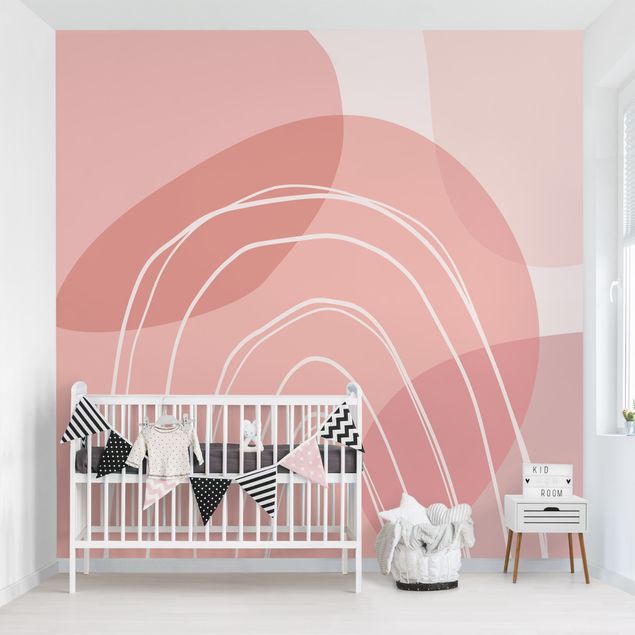 Decorazioni camera neonato Grandi forme circolari in arcobaleno - rosa