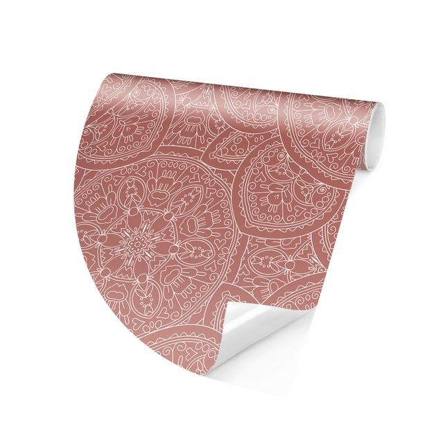 Carta da parati tessuto non tessuto Grande disegno mandala in rosa antico