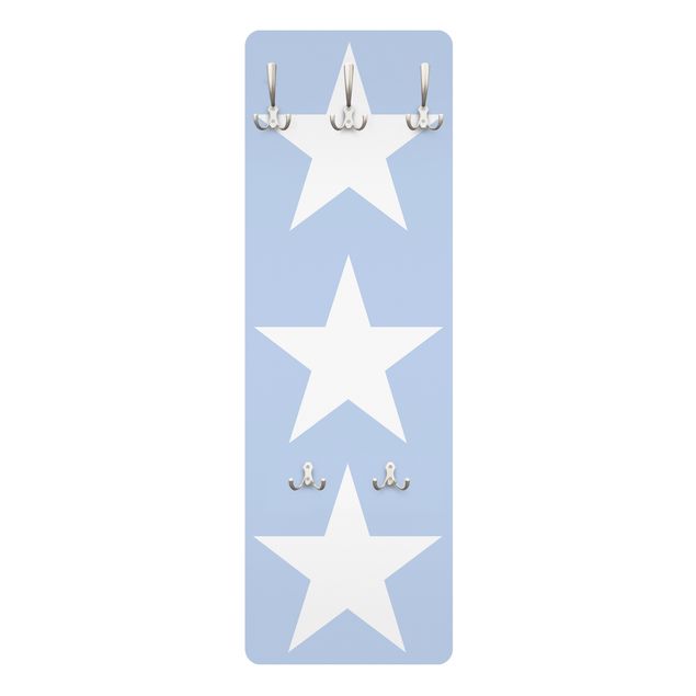Appendiabiti da parete con pannello Grandi stelle bianche su blu