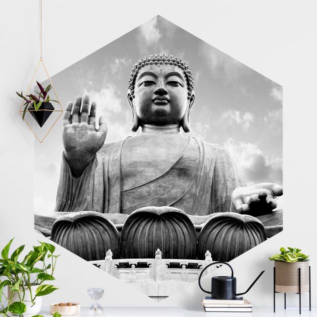 Carta da parati adesiva Grande Buddha in bianco e nero