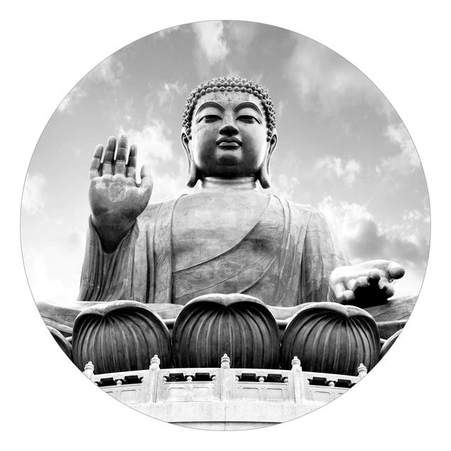 Carta da parati bianco nero Grande Buddha in bianco e nero