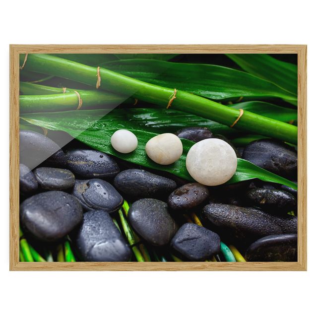 Quadri spirituali Bambù verde con pietre zen