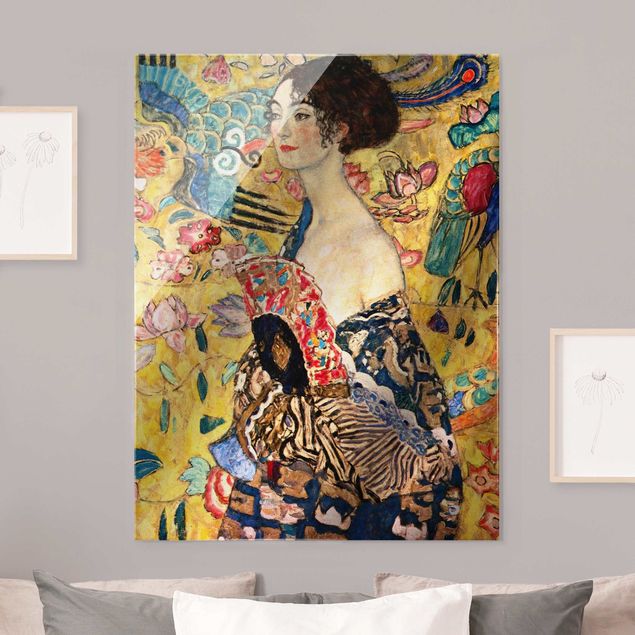 Stile di pittura Gustav Klimt - Signora con ventaglio