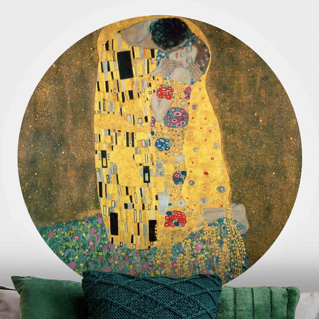 Carta da parati rotonda autoadesiva - Gustav Klimt - Il bacio