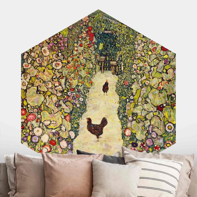 Carta parati adesiva Gustav Klimt - Sentiero del giardino con galline