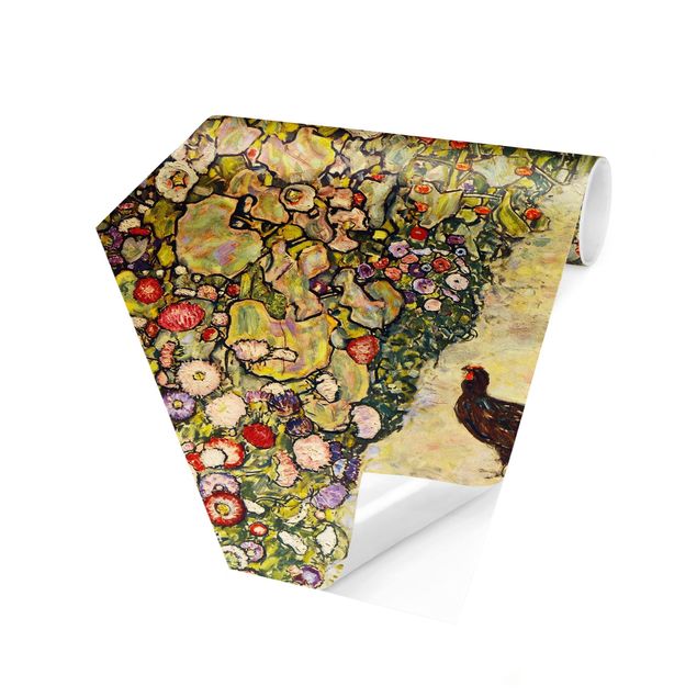 Carta da parati moderne Gustav Klimt - Sentiero del giardino con galline