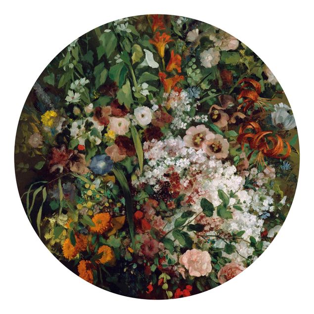 Carta da parati tessuto non tessuto Gustave Courbet - Bouquet di fiori in un vaso