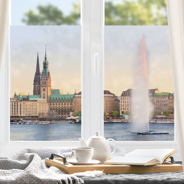 Adesivi per finestre con architettura e skylines Alster di Amburgo