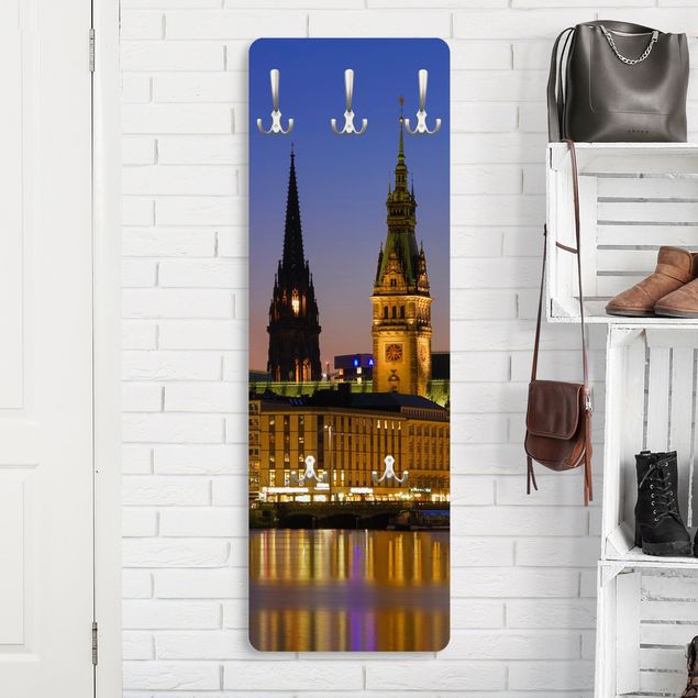 Appendiabiti pannello con architettura e skylines Panorama di Amburgo