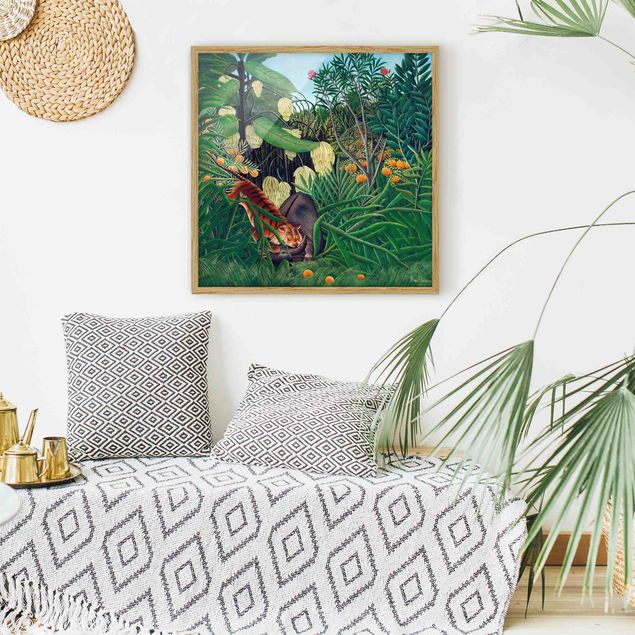 Quadri con paesaggio Henri Rousseau - Lotta tra una tigre e un bufalo