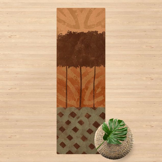 tappeto design moderno Famiglia di alberi con motivi etnici autunnali
