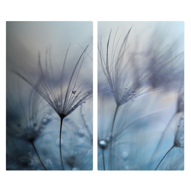 Coprifornelli in vetro - Piume blu Sotto La Pioggia - 52x60cm
