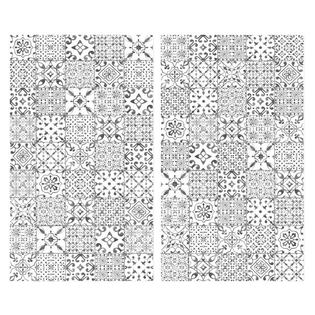 Coprifornelli in vetro - Pattern Tiles Gray White