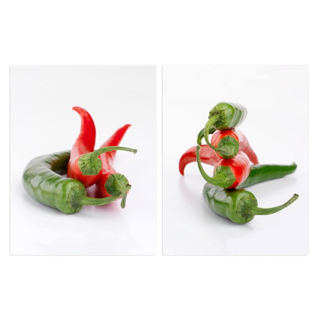 Coprifornelli in vetro - Red And Green Peppers - 52x80cm